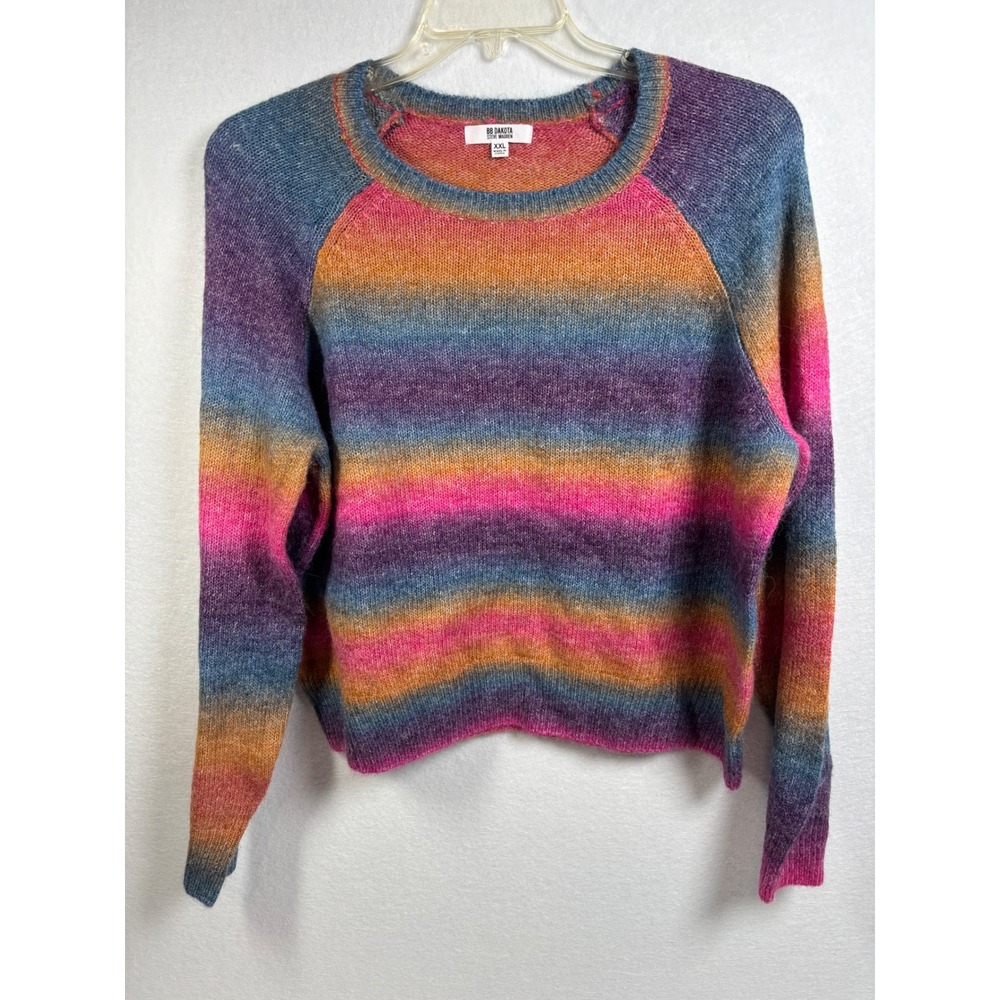 BB Dakota Steve Madden Sweater Womens XXL Multi Color Wool Blend Ombre Knit Boho